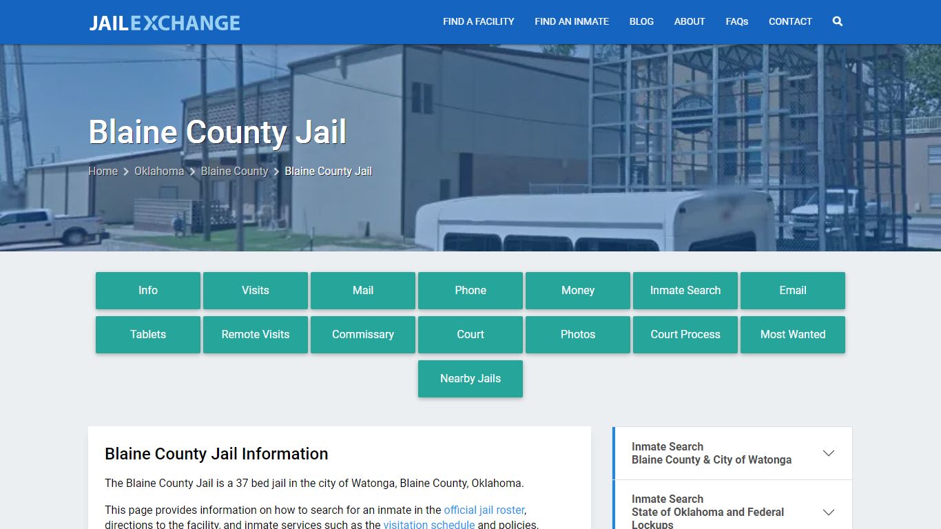 Blaine County Jail, OK Inmate Search, Information