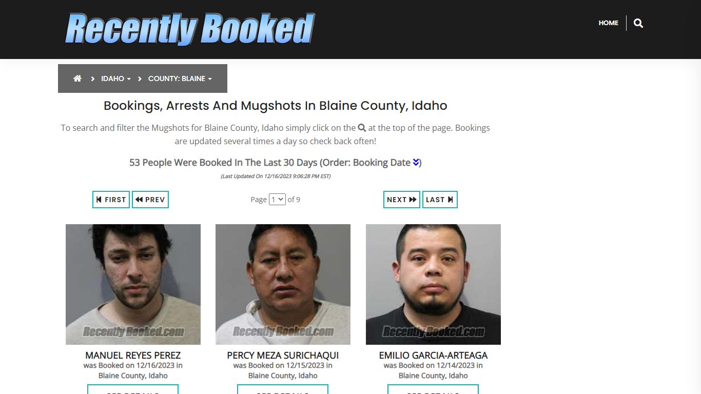 Recent bookings, Arrests, Mugshots in Blaine County, Idaho